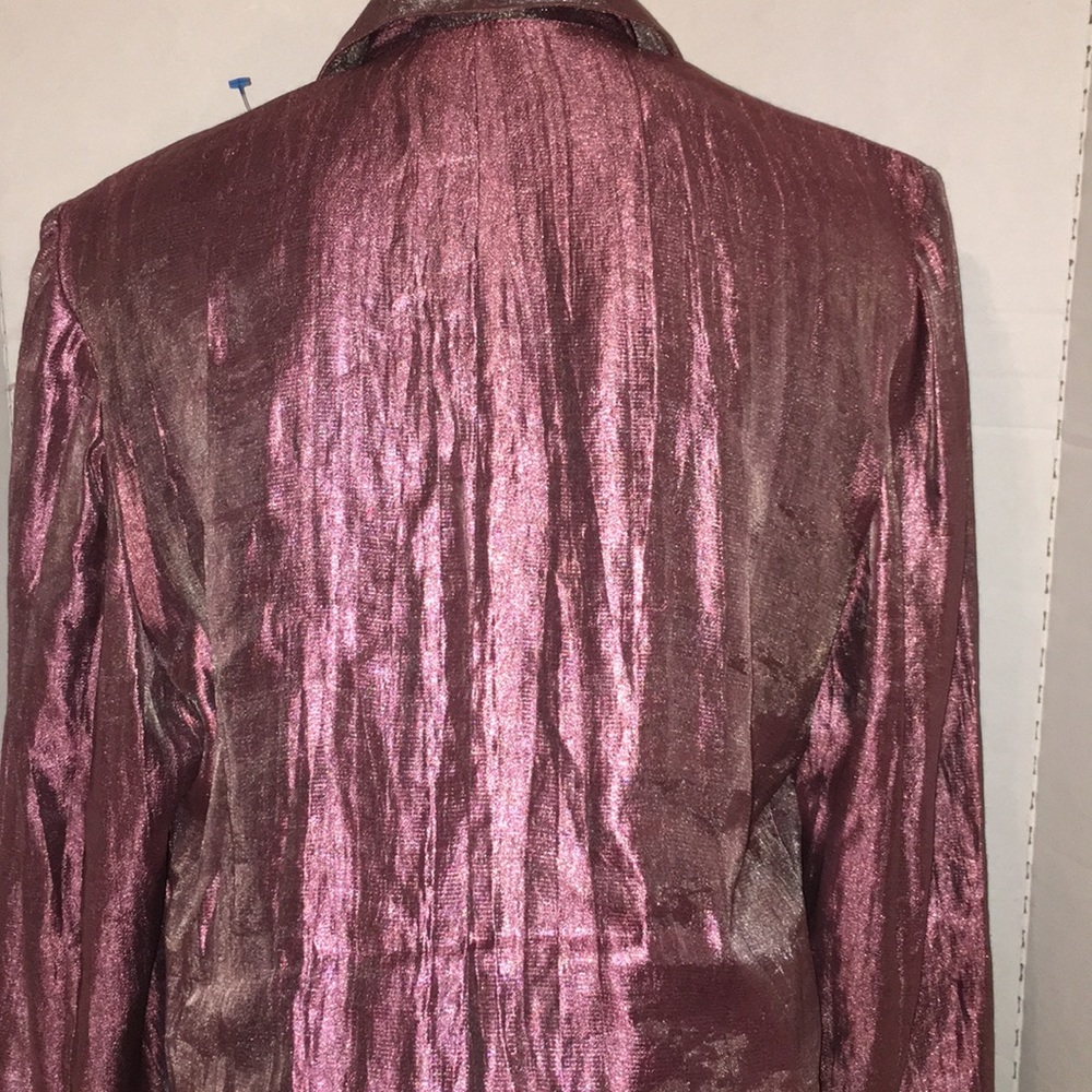 S&G Paris Metallic iridescent Silky Blouse Top L - Picture 10 of 13